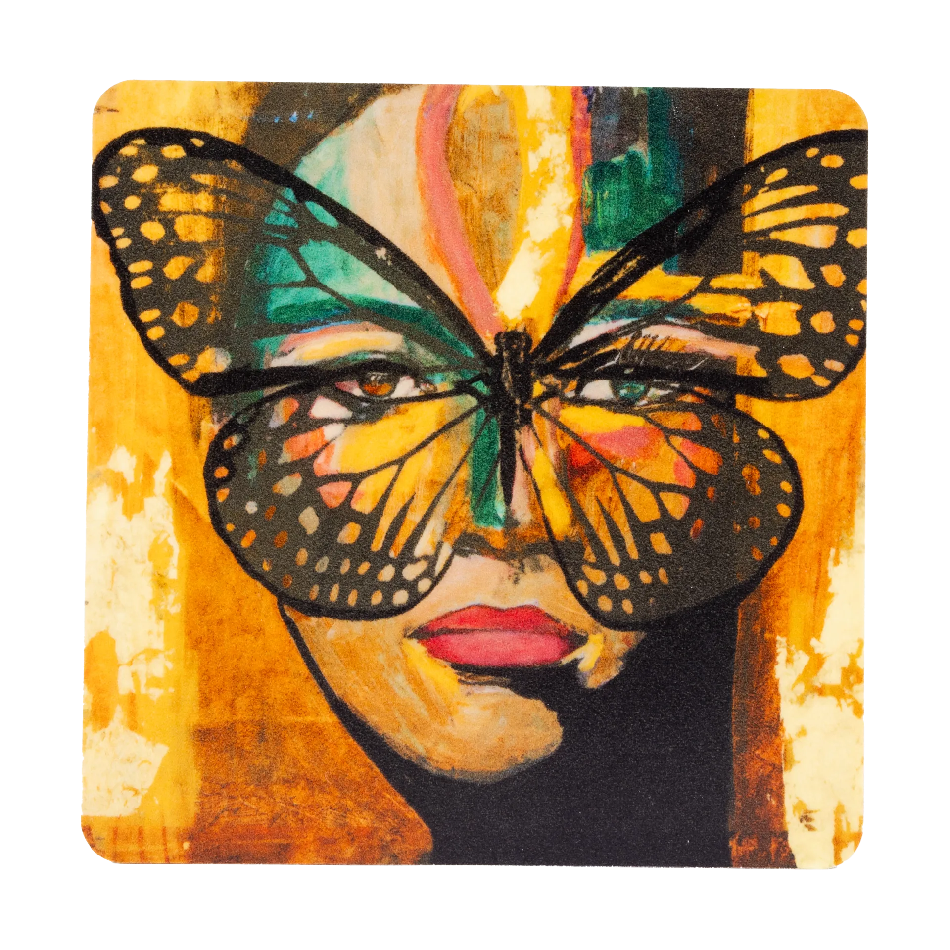 金蝴蝶杯垫 9x9cm, 橙色_黑色 Carolina Gynning
