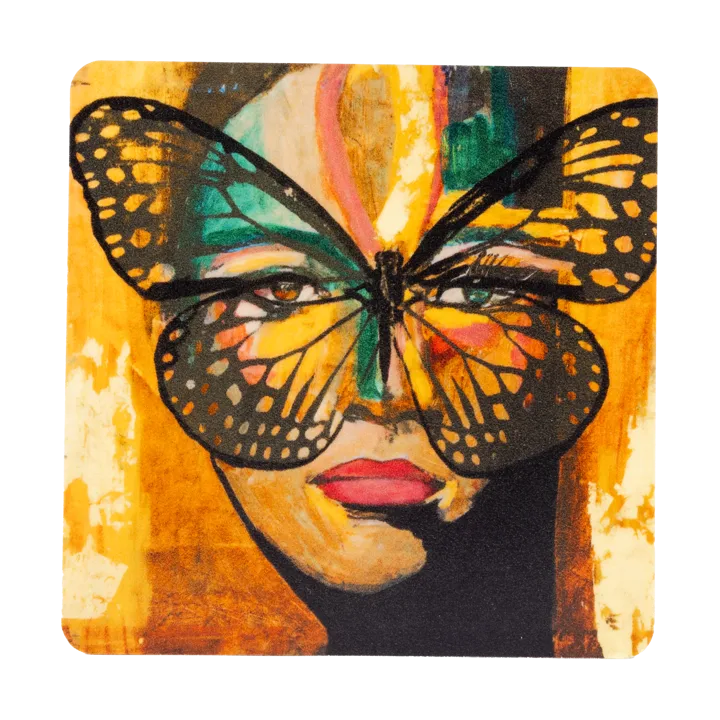 金蝴蝶杯垫 9x9cm - 橙色_黑色 - Carolina Gynning