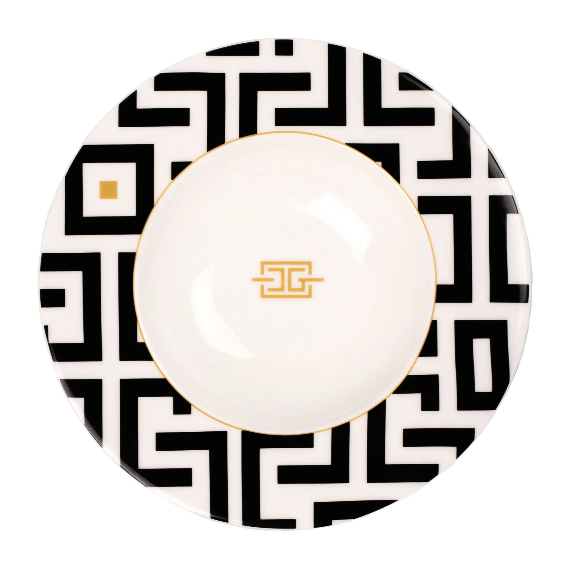 DECO deep  盘子 Ø24.5 cm, 白色-黑色 Carolina Gynning