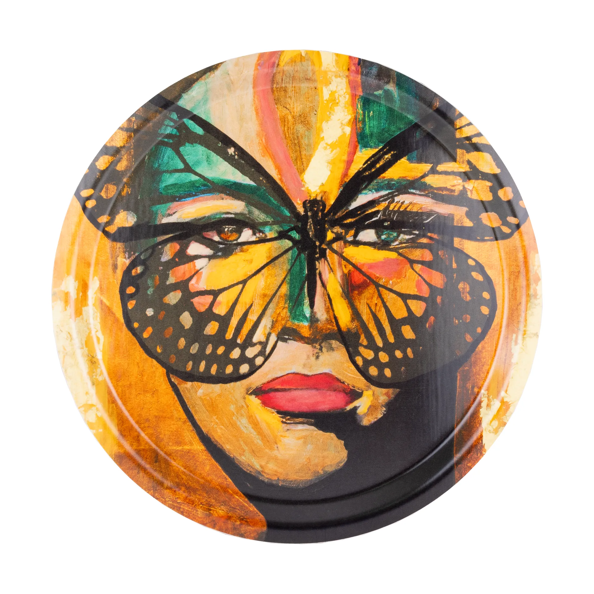 Golden Butterfly 托盘 Ø31 cm, 橙色-黑色 Carolina Gynning