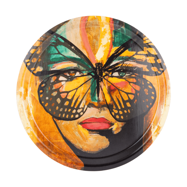 Golden Butterfly 托盘 Ø31 cm - 橙色-黑色 - Carolina Gynning