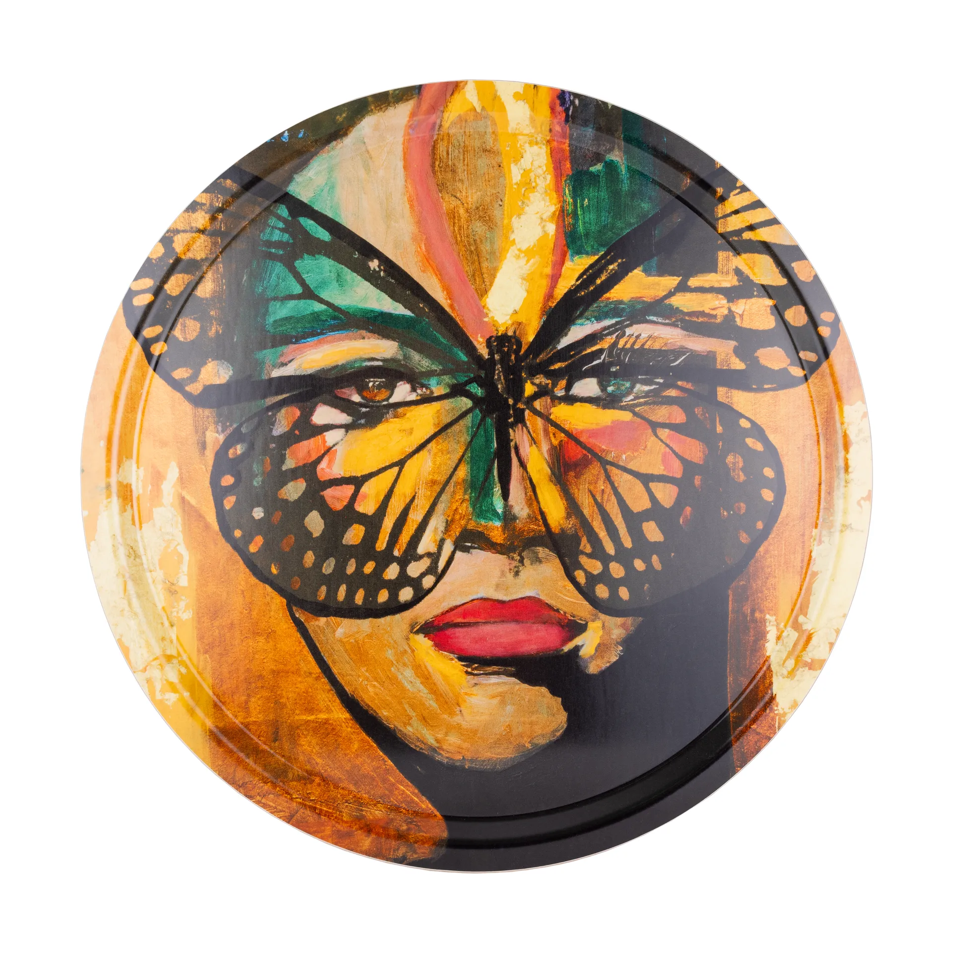 Golden Butterfly 托盘 Ø46 cm, 橙色-黑色 Carolina Gynning