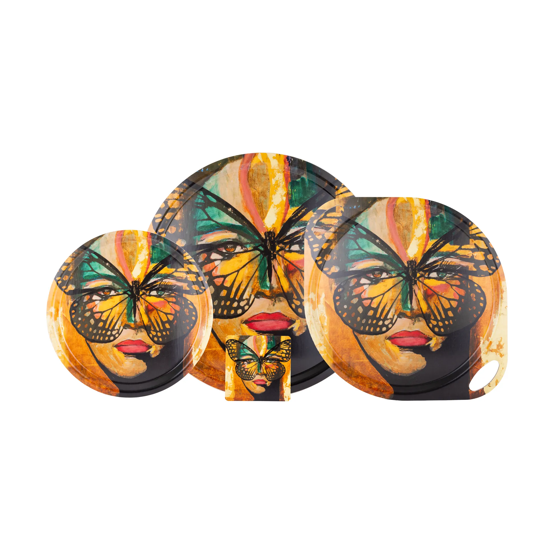 Golden Butterfly 托盘 Ø46 cm, 橙色-黑色 Carolina Gynning