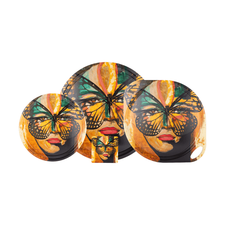 Golden Butterfly 托盘 Ø46 cm, 橙色-黑色 Carolina Gynning