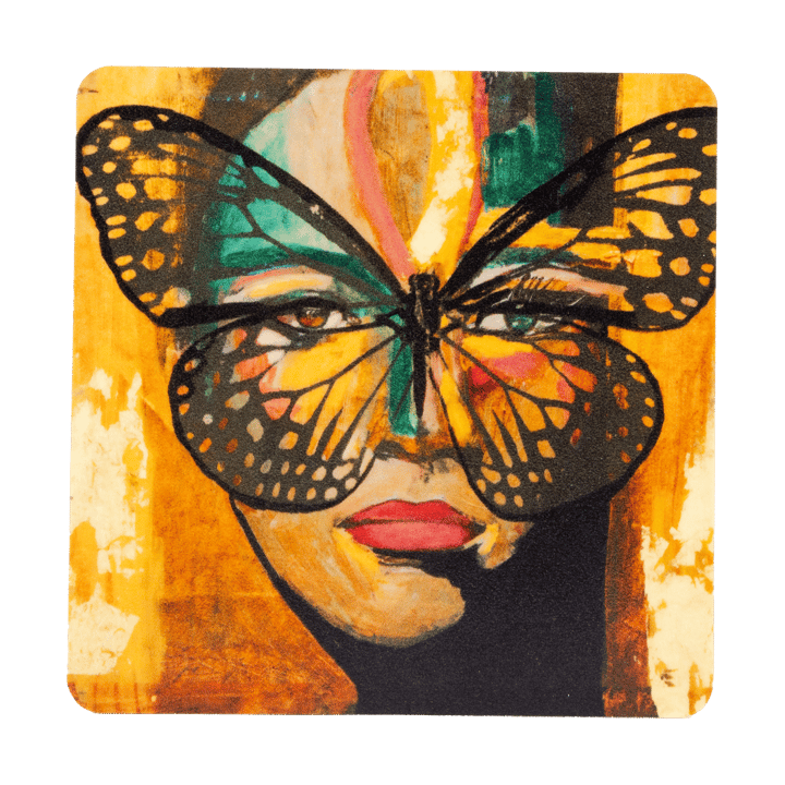 Golden Butterfly 杯垫 9x9 cm - 橙色-黑色 - Carolina Gynning
