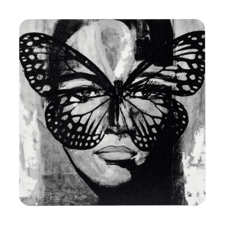 Golden Butterfly 杯垫 9x9 cm - 黑色-白色 - Carolina Gynning