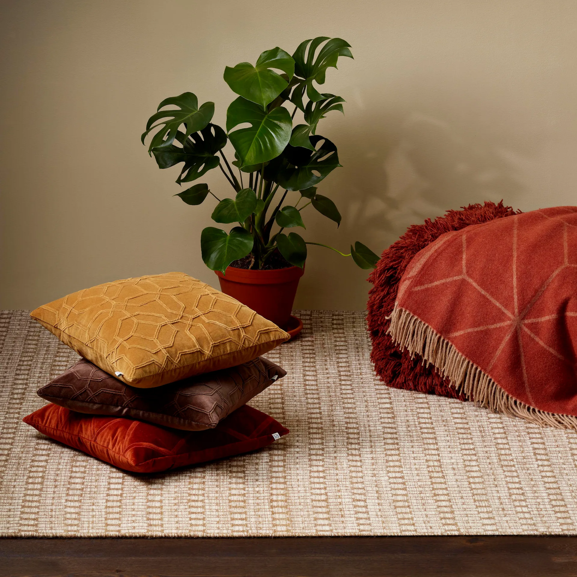 Chhatwal & Jonsson Nandi系列50×50cm几何纹抱枕套, masala 黄色 Chhatwal & Jonsson
