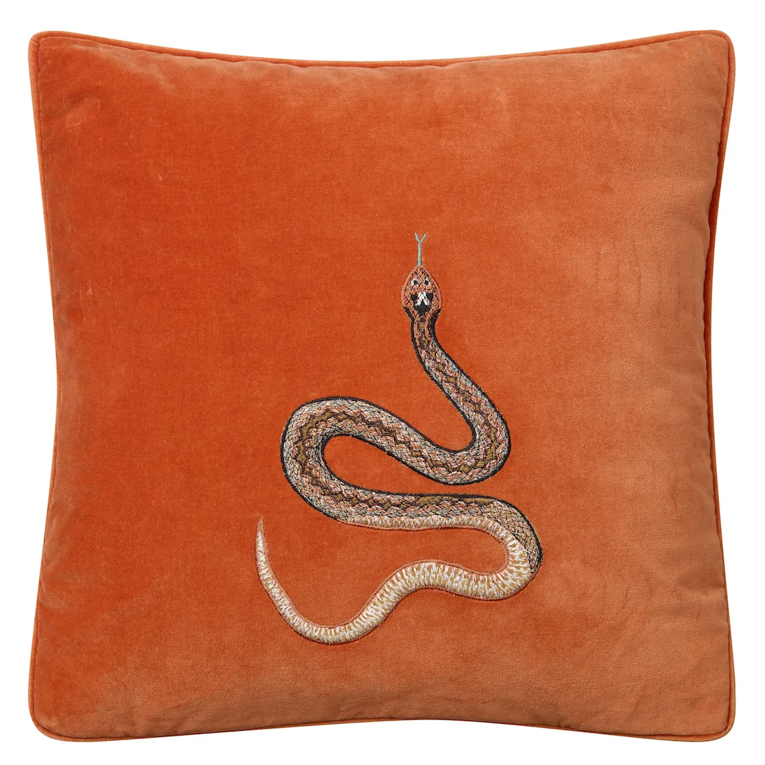 Embroidered Cobra 靠枕套 50x50 cm, 橘色 Chhatwal & Jonsson