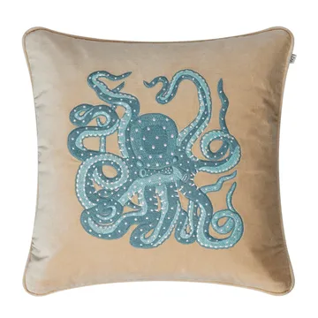 Embroidered Octopus 靠枕套 50x50 cm - 米色-aqua - Chhatwal & Jonsson