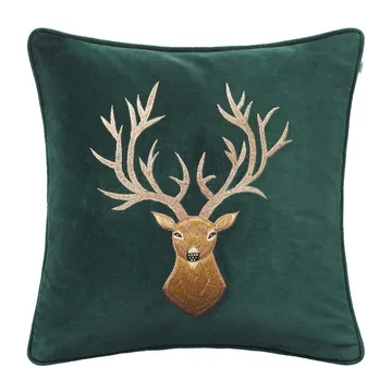 Embroidered Reindeer 靠枕套 50x50 cm - Green - Chhatwal & Jonsson