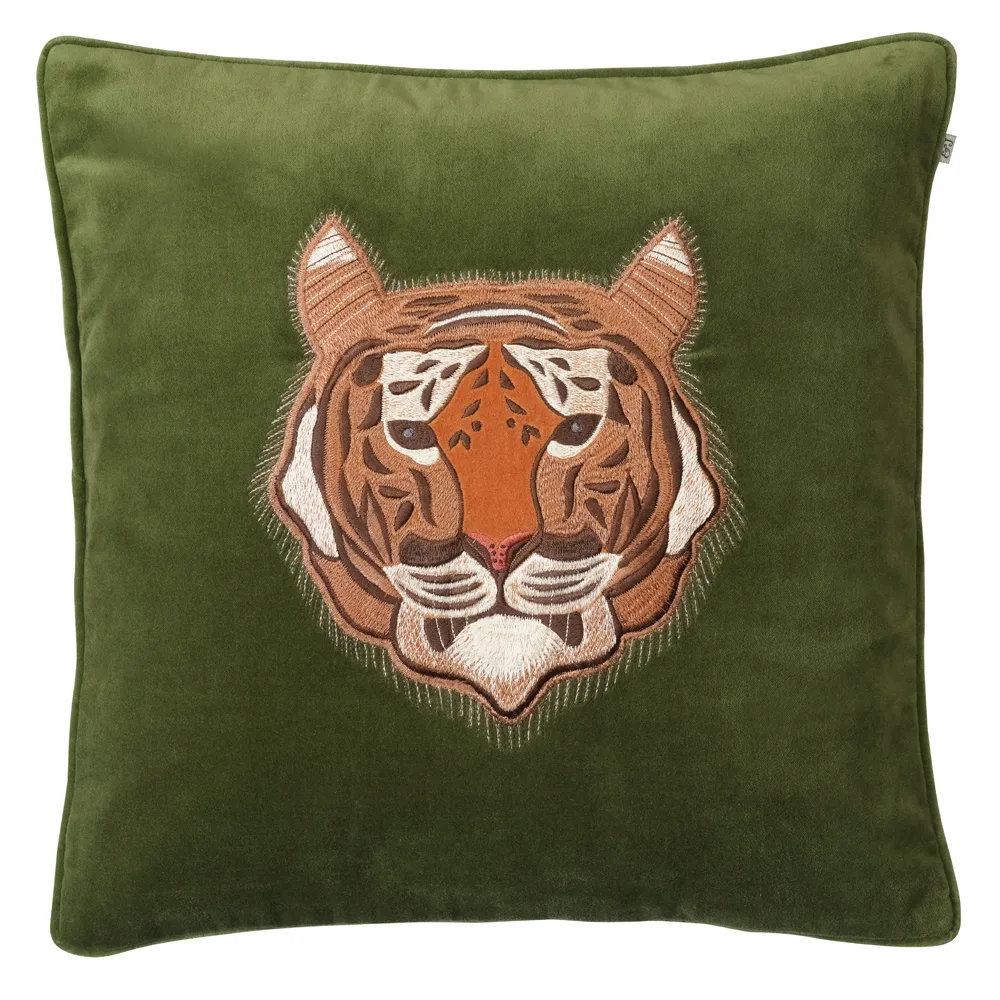 Embroidered Tiger 靠枕套 50x50 cm, Cactus 绿色 Chhatwal & Jonsson