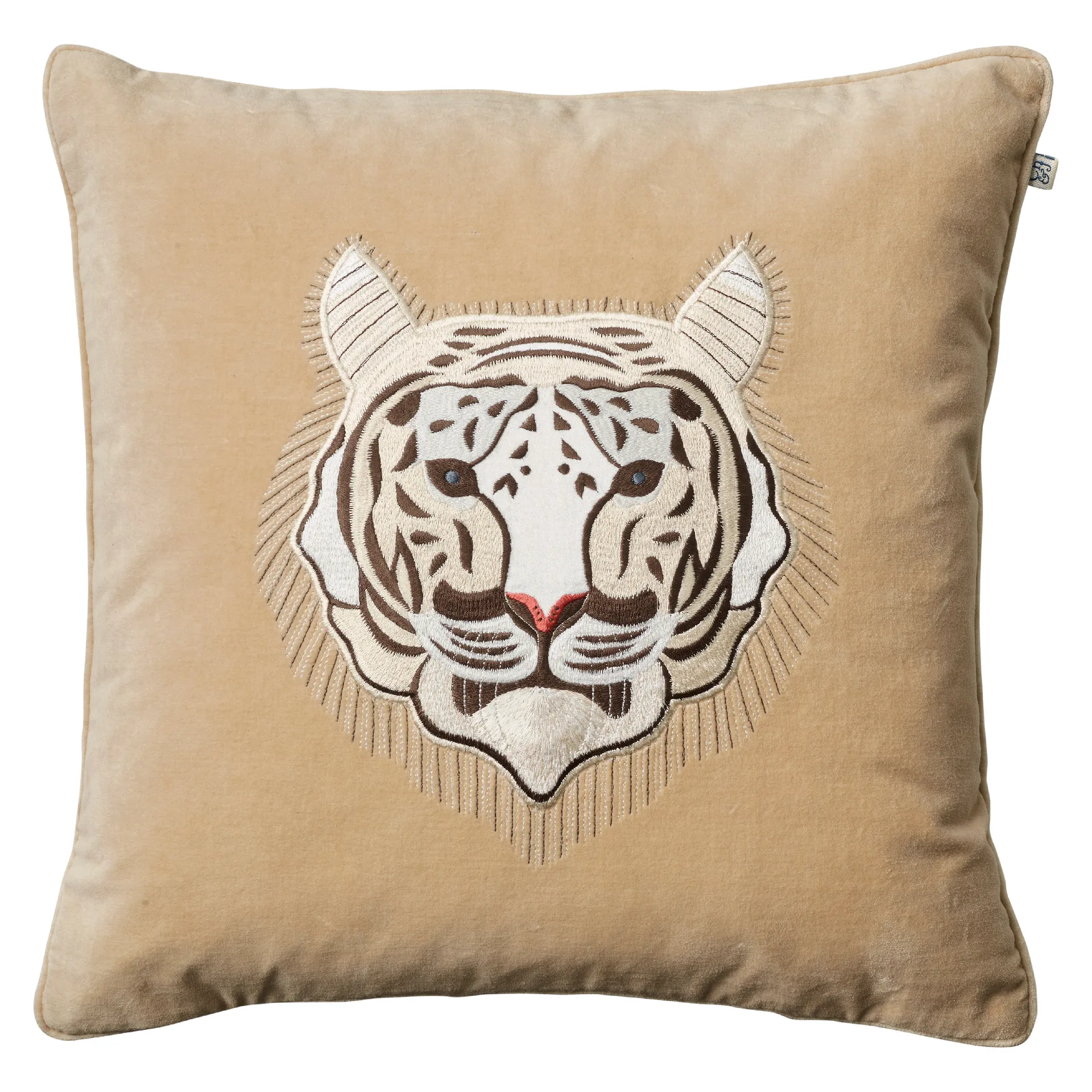 Embroidered Tiger 靠枕套 50x50 cm, 米色 Chhatwal & Jonsson