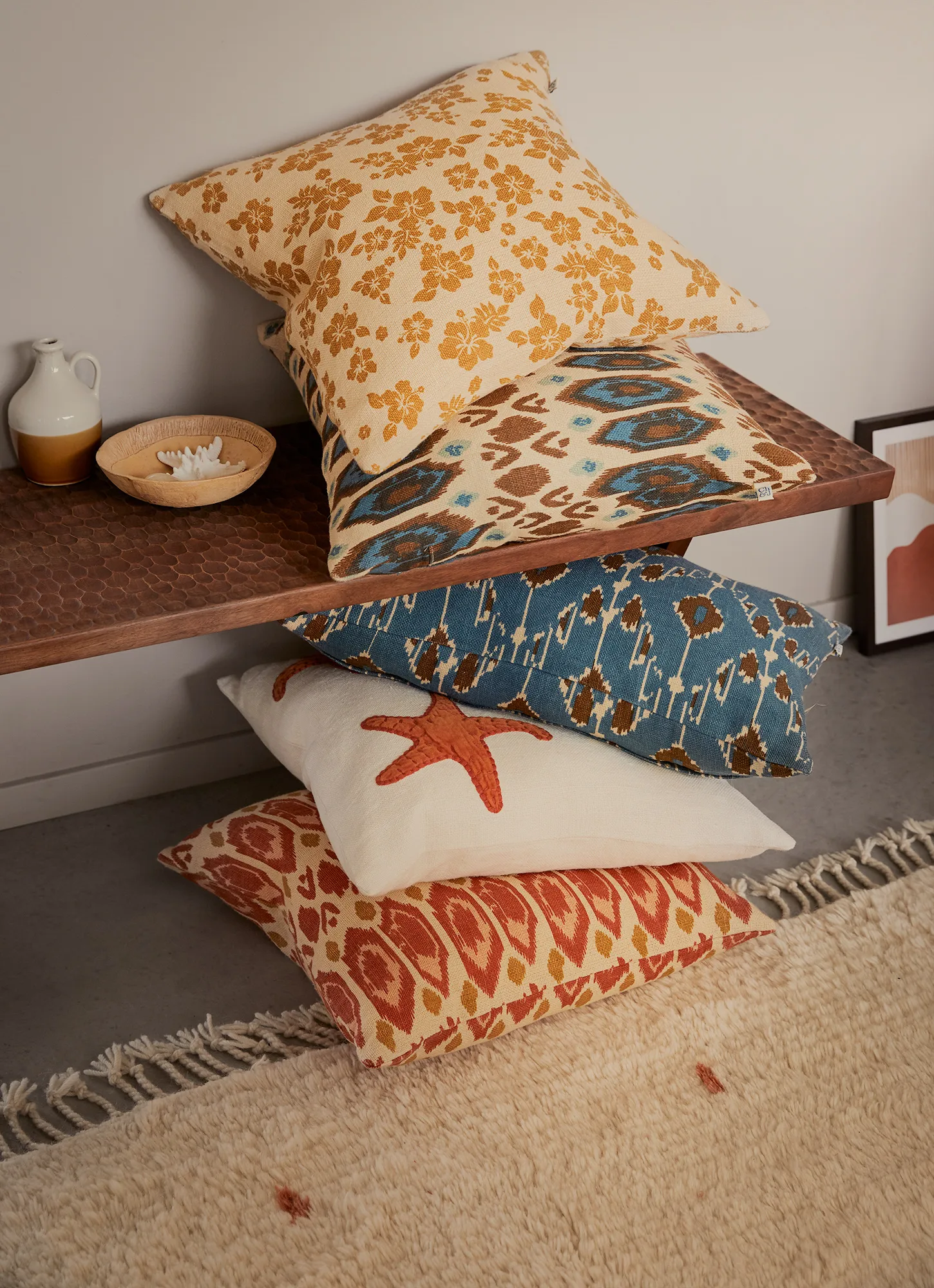 Ikat Goa 枕头套 60x40 cm, Heaven 蓝色-灰褐色（Taupe） Chhatwal & Jonsson