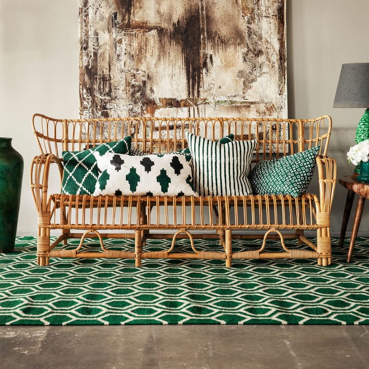 Ikat Kerela 靠枕套 50x50 cm, 绿色-白色 Chhatwal & Jonsson