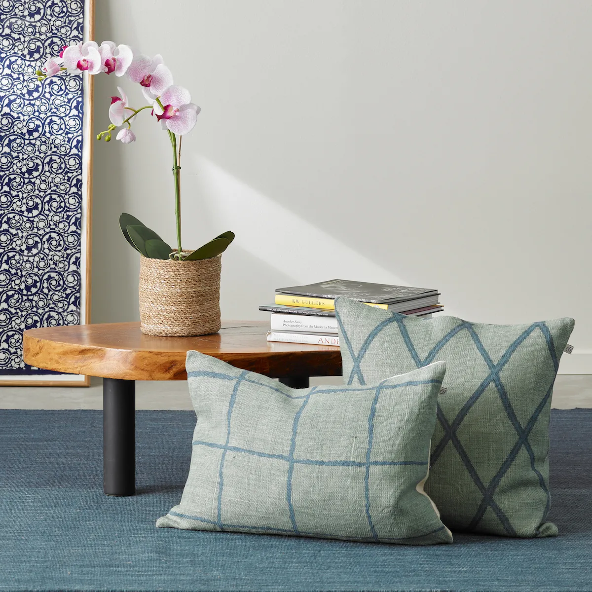 Ikat Orissa 抱枕套 50x50cm, 水绿色_天蓝色 Chhatwal & Jonsson