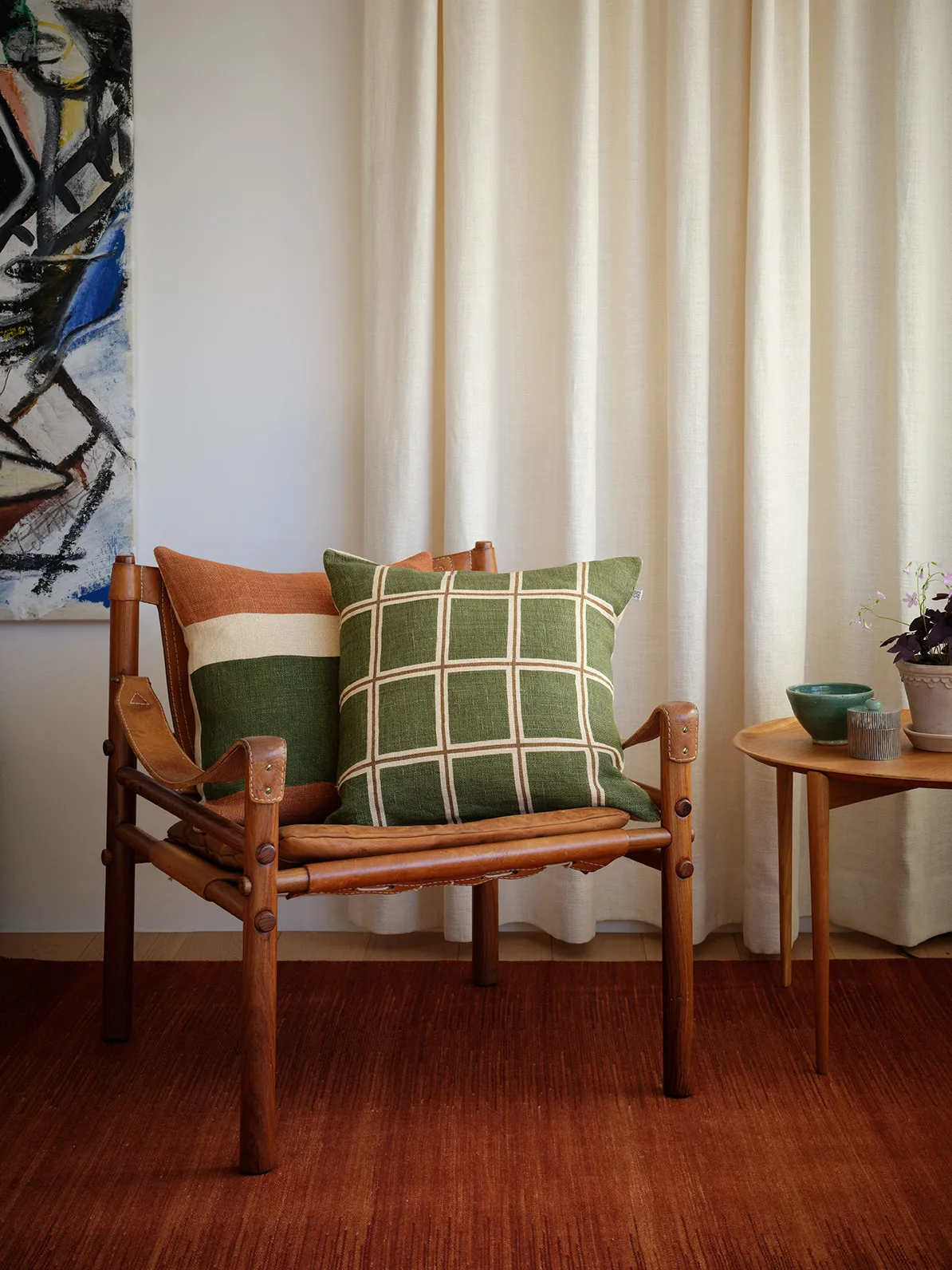 Manali 靠枕套 50x50 cm, Apricot 橙色-cactus 绿色 Chhatwal & Jonsson