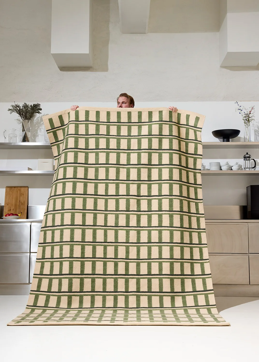 Mysore 羊毛地毯, 米白色-绿色-深绿, 180x270 cm Chhatwal & Jonsson