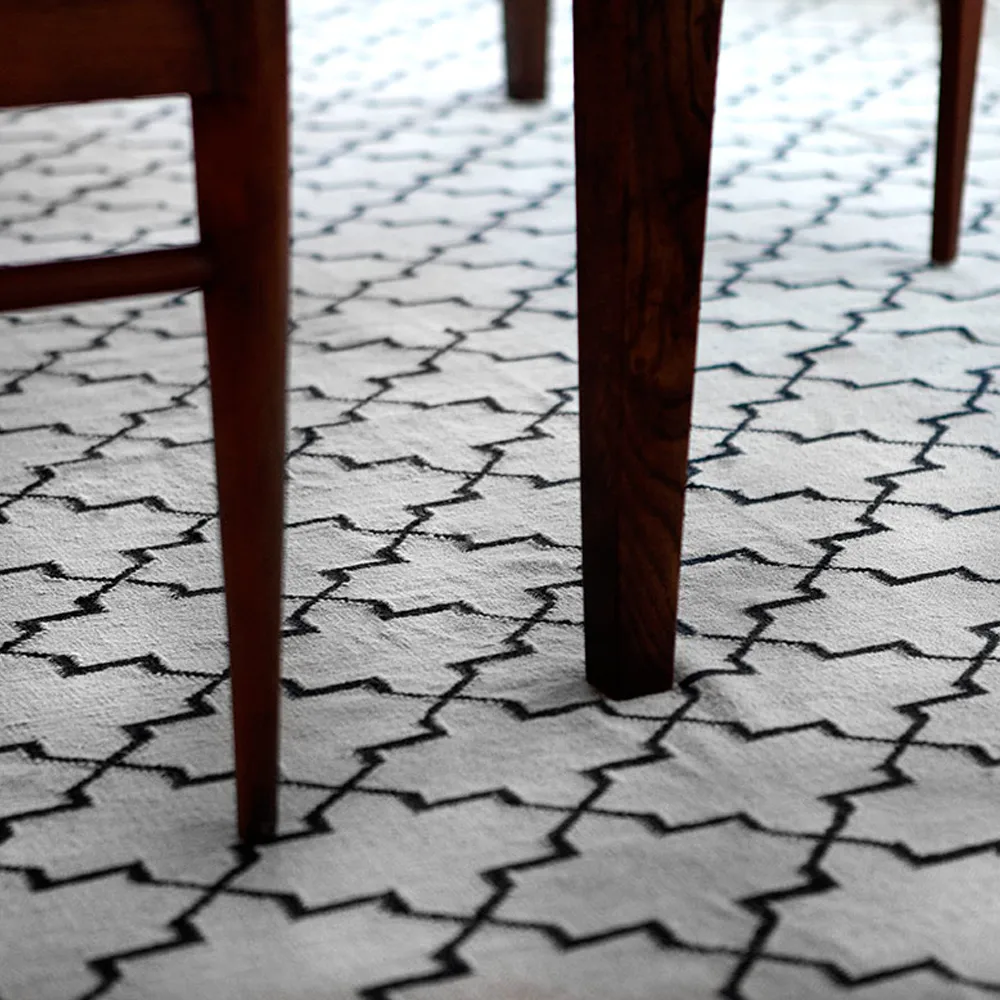 New Geometric 几何图案北欧风格地毯, Indigo melange/米白色_180x272cm Chhatwal & Jonsson