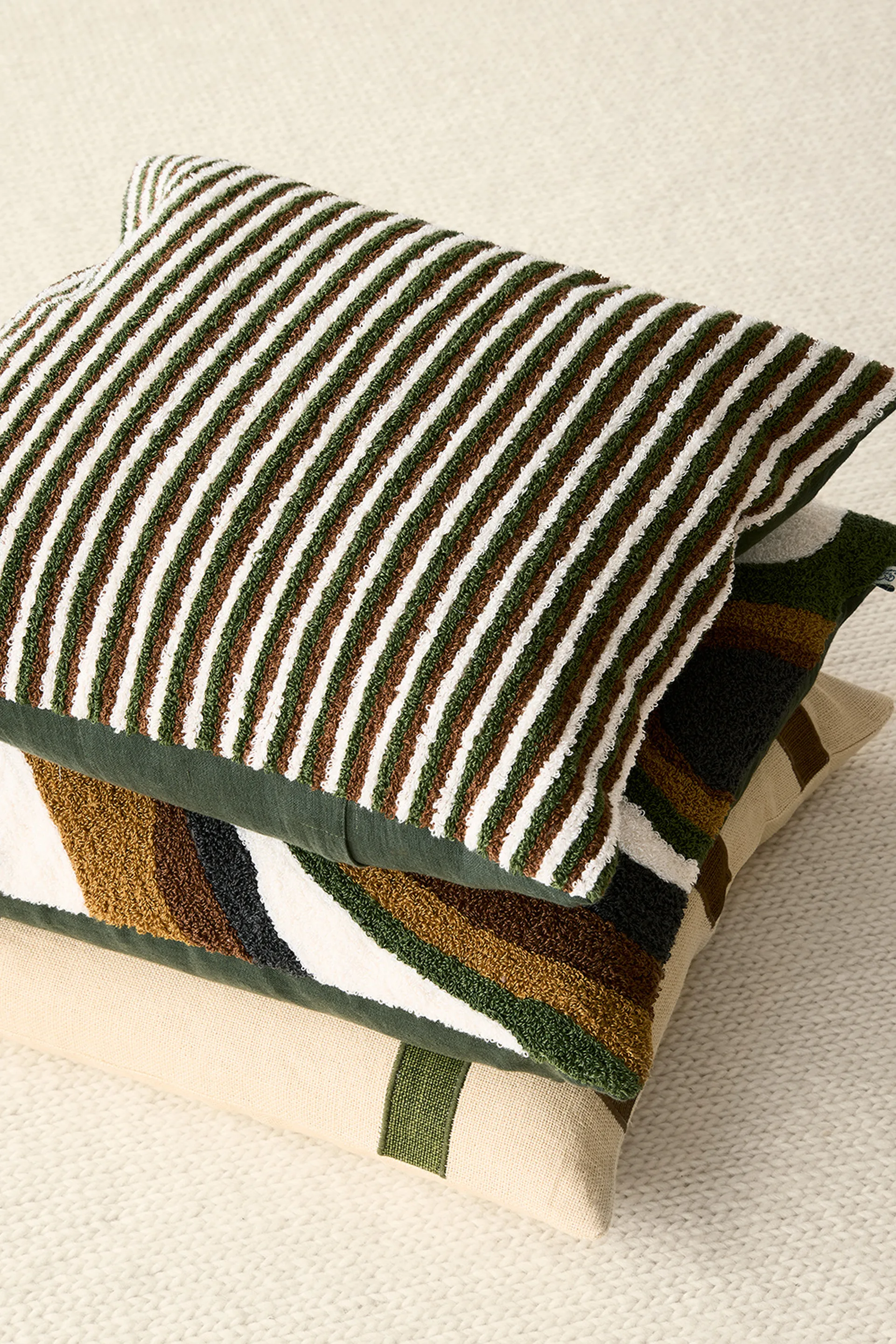 Raipur 枕头套 50x50 cm, Cognac-Cactus Green-Off White Chhatwal & Jonsson