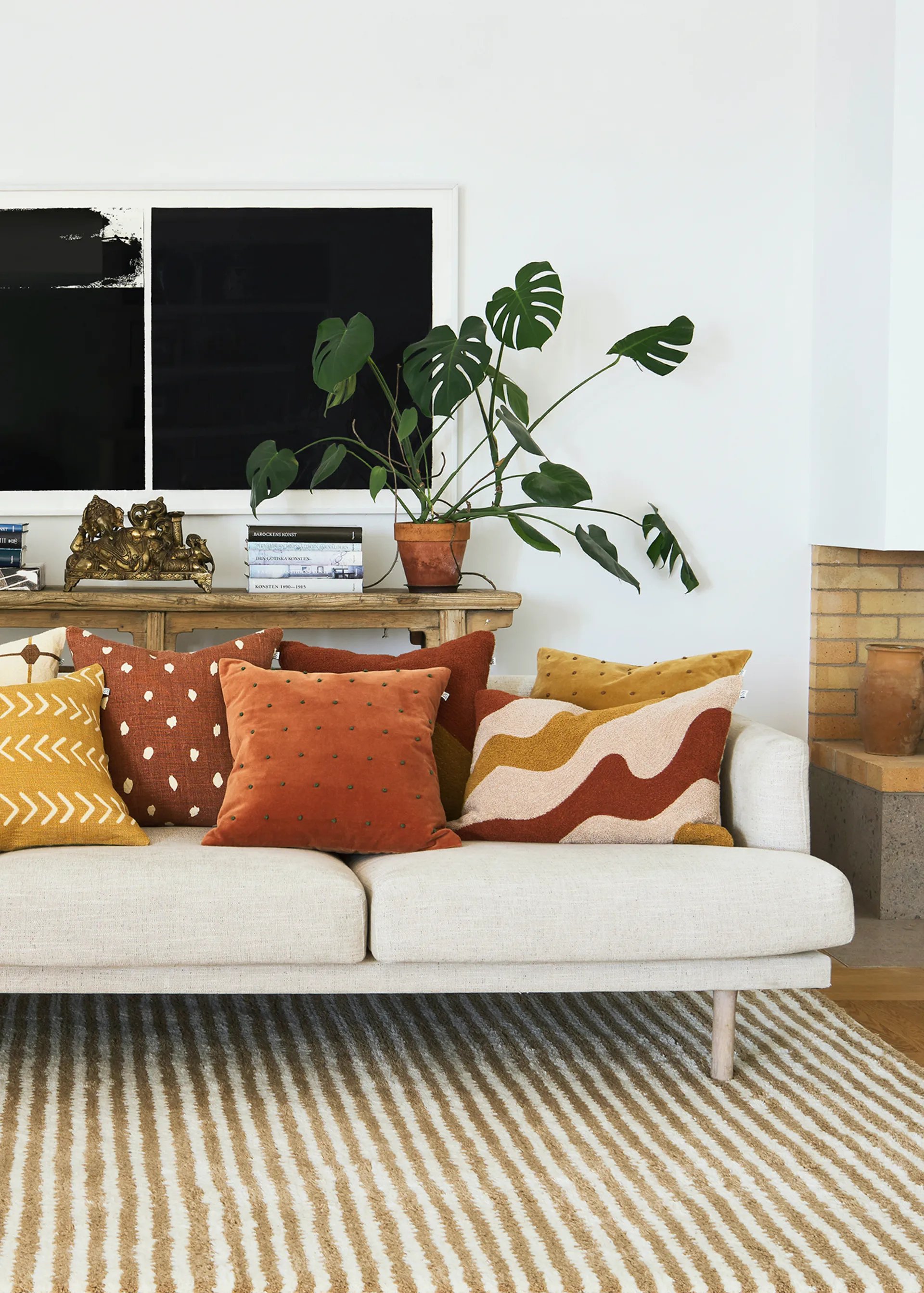 Roma 靠枕套 50x50 cm, Masala 黄色-cognac Chhatwal & Jonsson