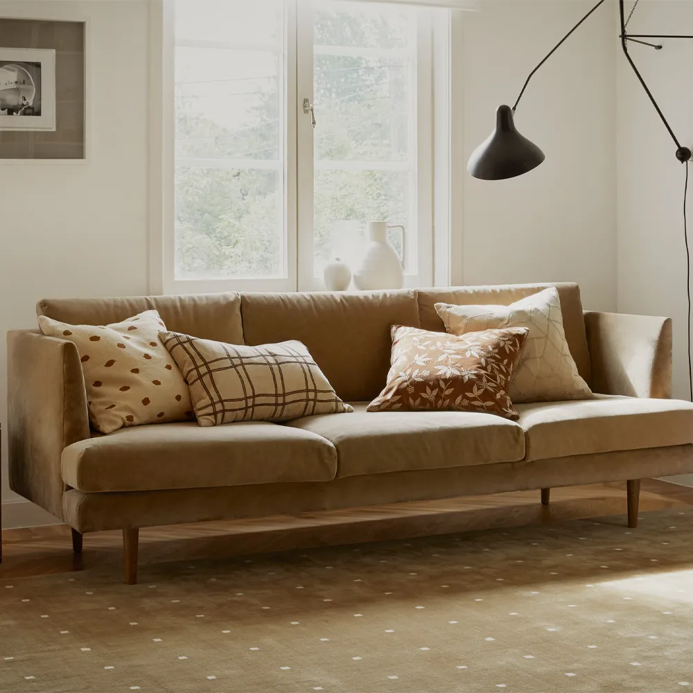 Tattersall cushion, Sea 蓝色/cognac, 60x40 cm Chhatwal & Jonsson