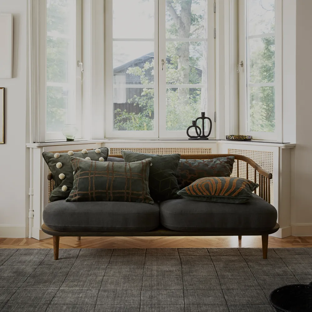 Tattersall cushion, Sea 蓝色/cognac, 60x40 cm Chhatwal & Jonsson