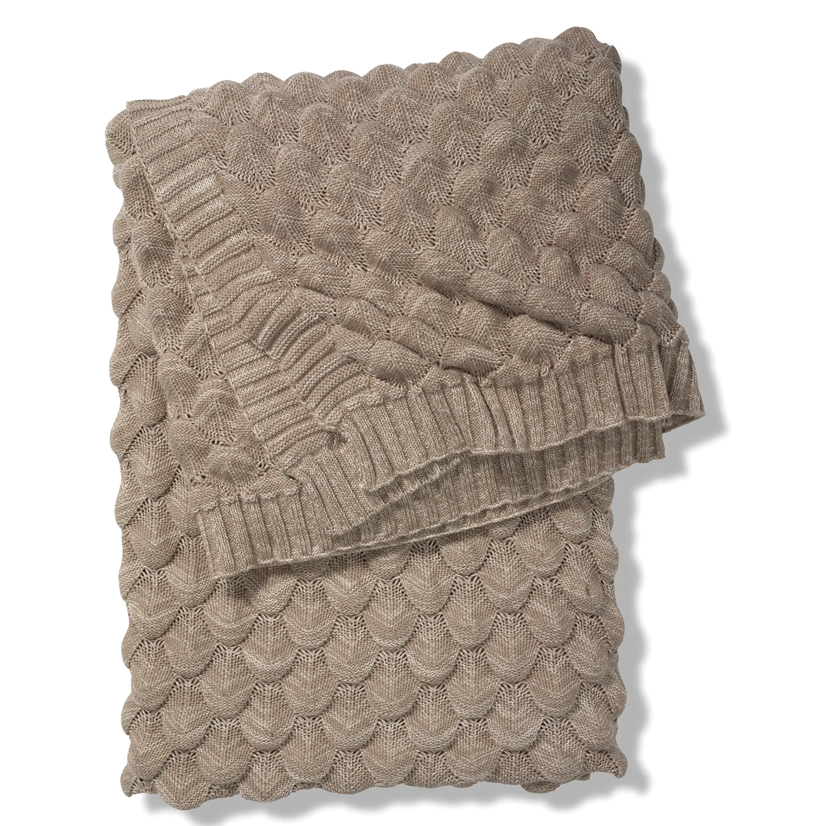经典系列格纹鱼鳞纹盖毯 130×170cm, Simply 灰褐色（Taupe） Classic Collection