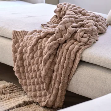 经典系列格纹鱼鳞纹盖毯 130×170cm - Simply 灰褐色（Taupe） - Classic Collection