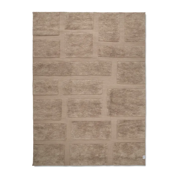 砖块纹羊毛地毯170x230cm - 米色 - Classic Collection