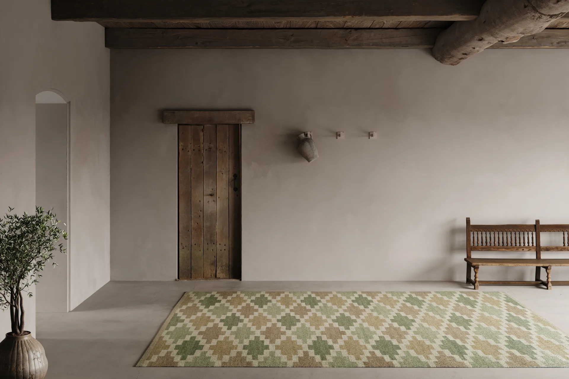 Röllakan Korsnäs 地毯, 绿色 米色, 170x230 cm Classic Collection