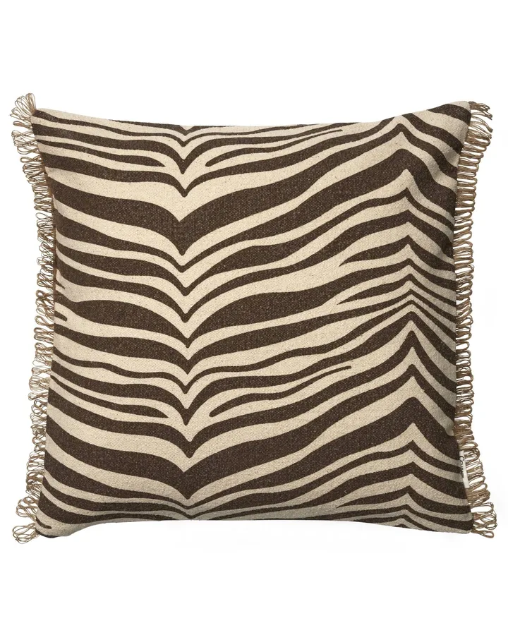 Zebra 抱枕 - 棕色-自然色，50x50cm - Classic Collection