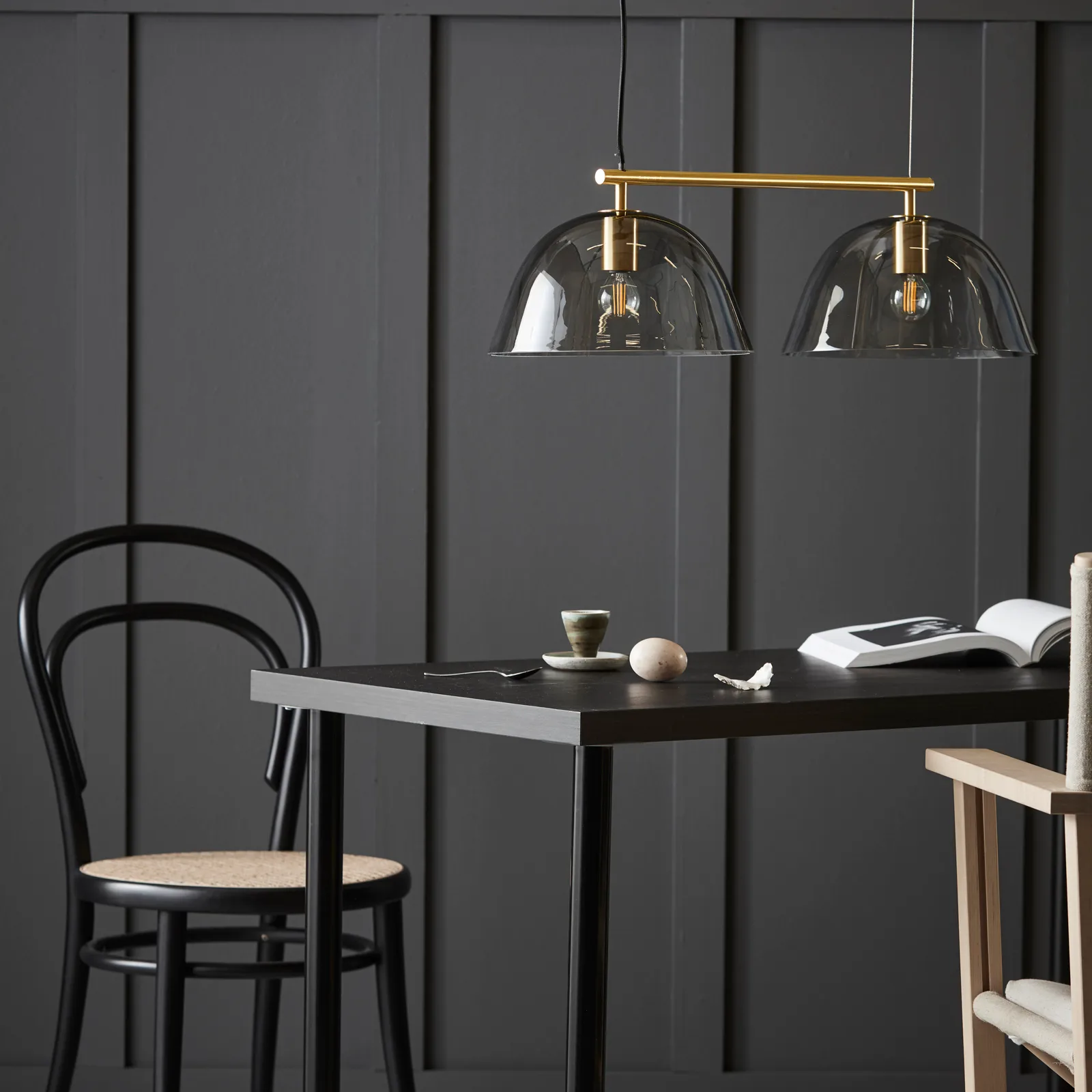 Wendo 70 ceiling 灯 smoke-coloured glass, Brass finish CO Bankeryd