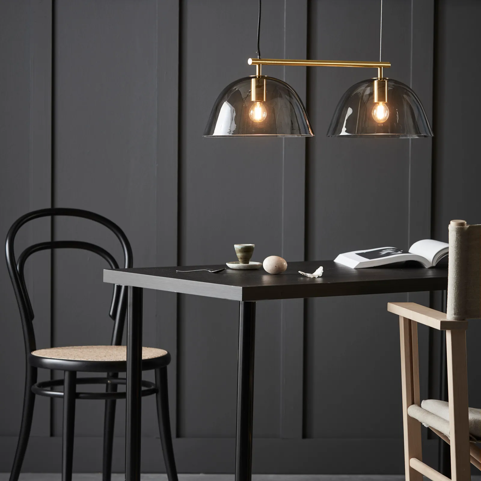 Wendo 70 ceiling 灯 smoke-coloured glass, Brass finish CO Bankeryd