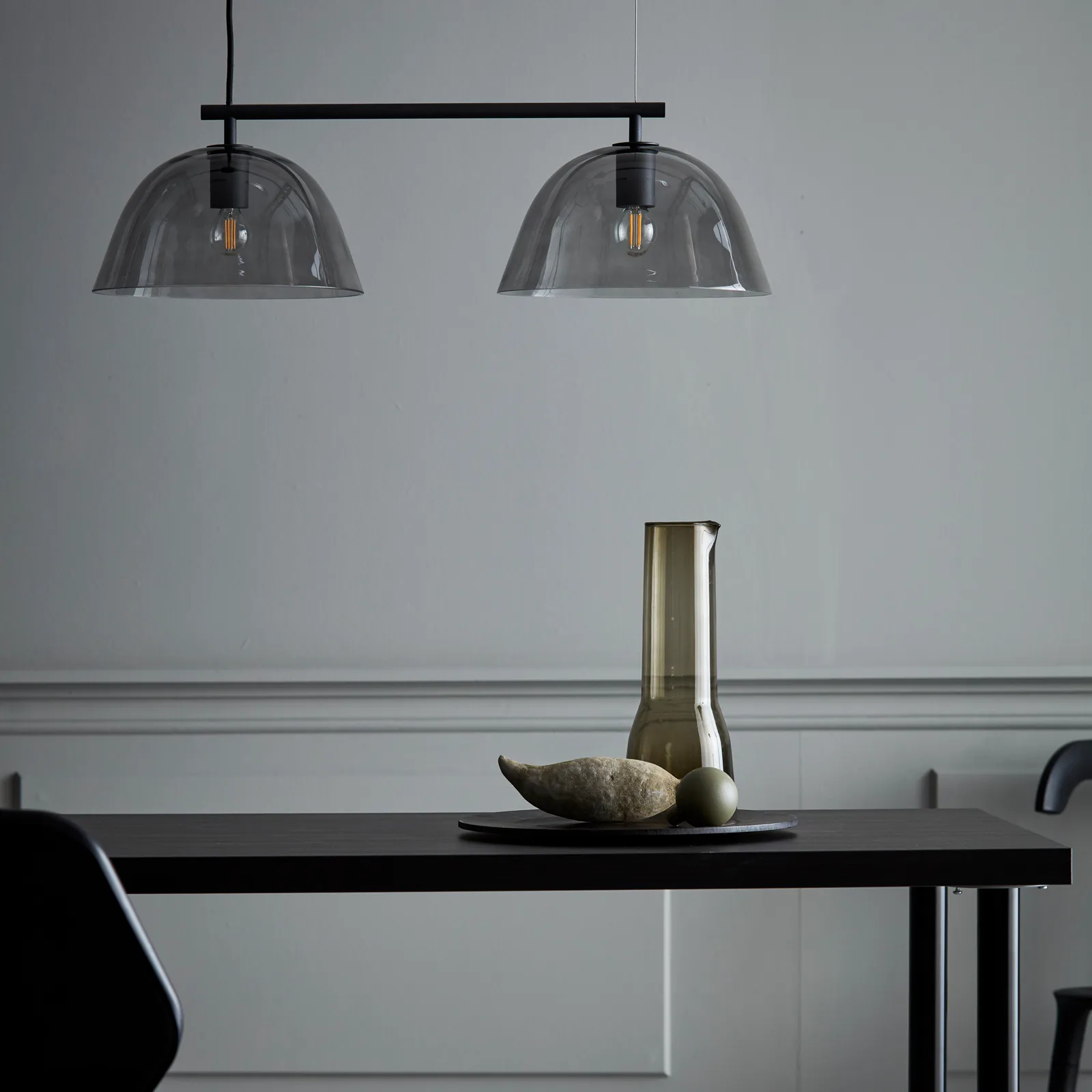 Wendo 70 ceiling 灯 smoke-coloured glass, 黑色 CO Bankeryd