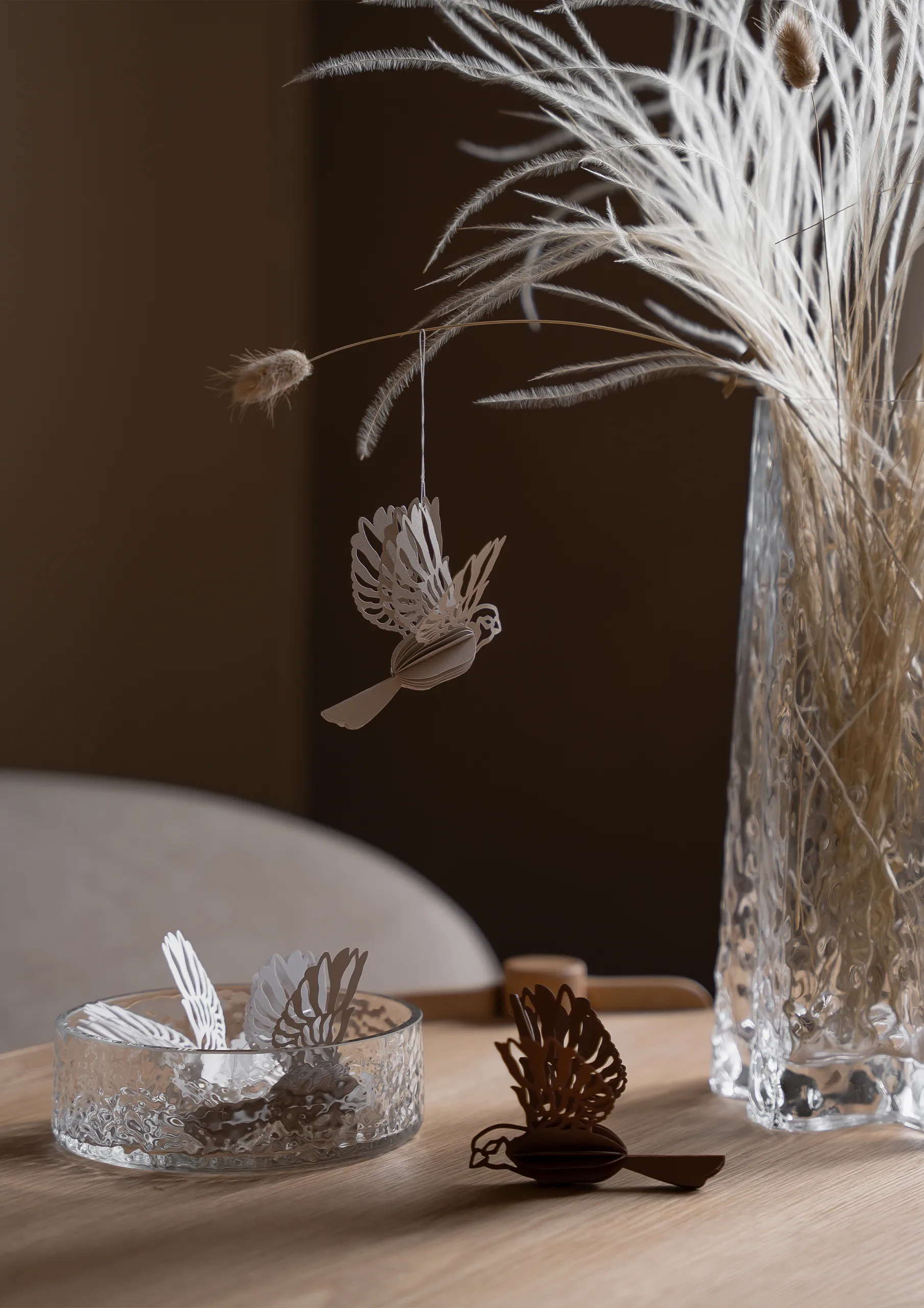 悬挂纸鸟装饰 2件装, 沙色 Cooee Design