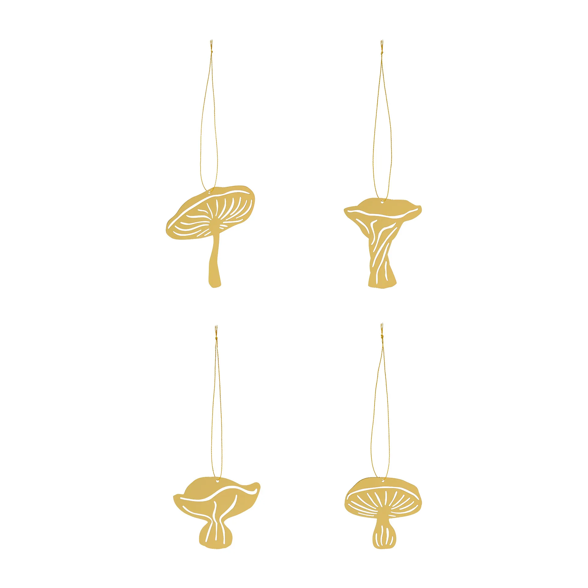 Fungi hanging decorations 4 pieces, Brass Cooee Design
