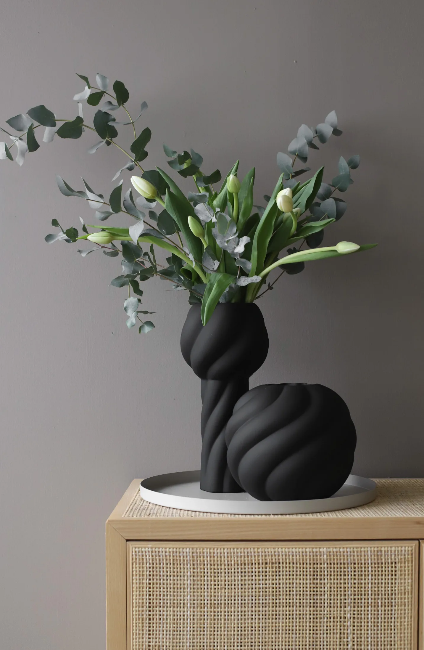 Twist 柱形花瓶34cm, 黑色 Cooee Design