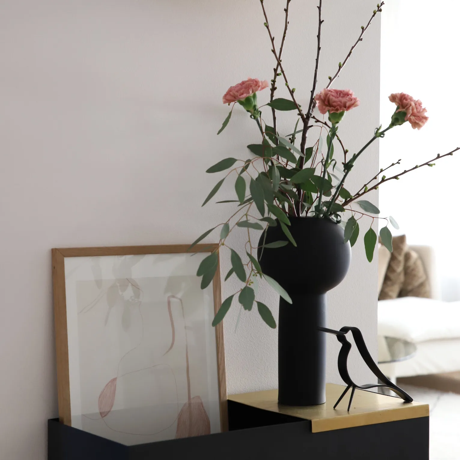 Woody Bird 小, 黑色-stained oak wood Cooee Design