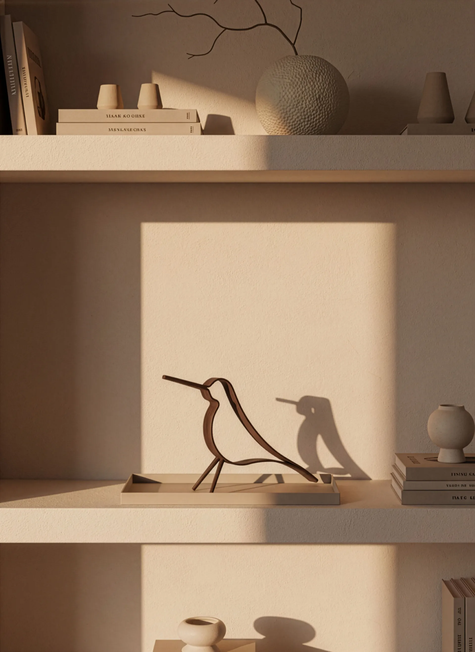 Woody Bird 木质小鸟大号, 深色染色橡木 Cooee Design