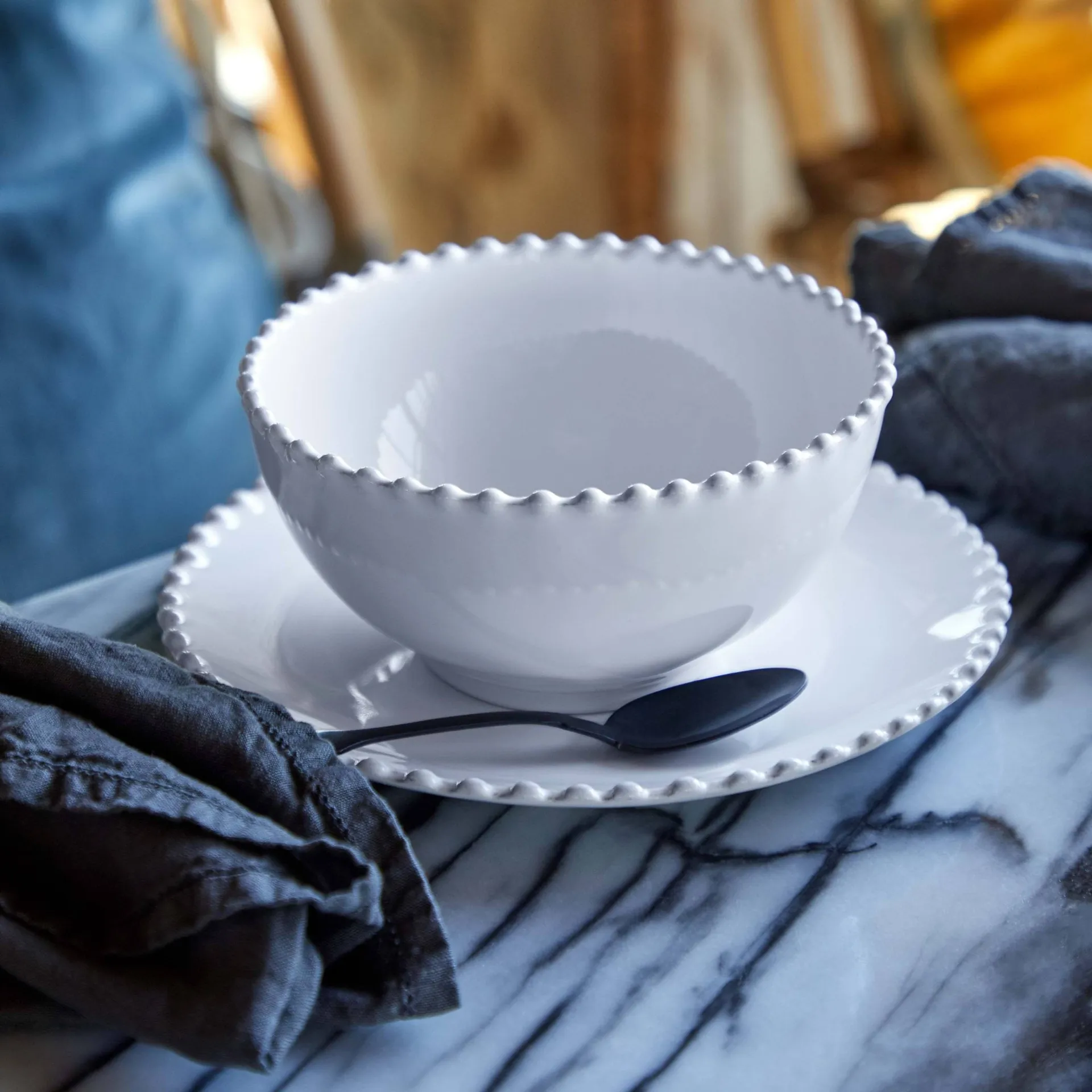 Pearl珍珠釉陶瓷餐碗厨房用具, 白色_直径17cm Costa Nova