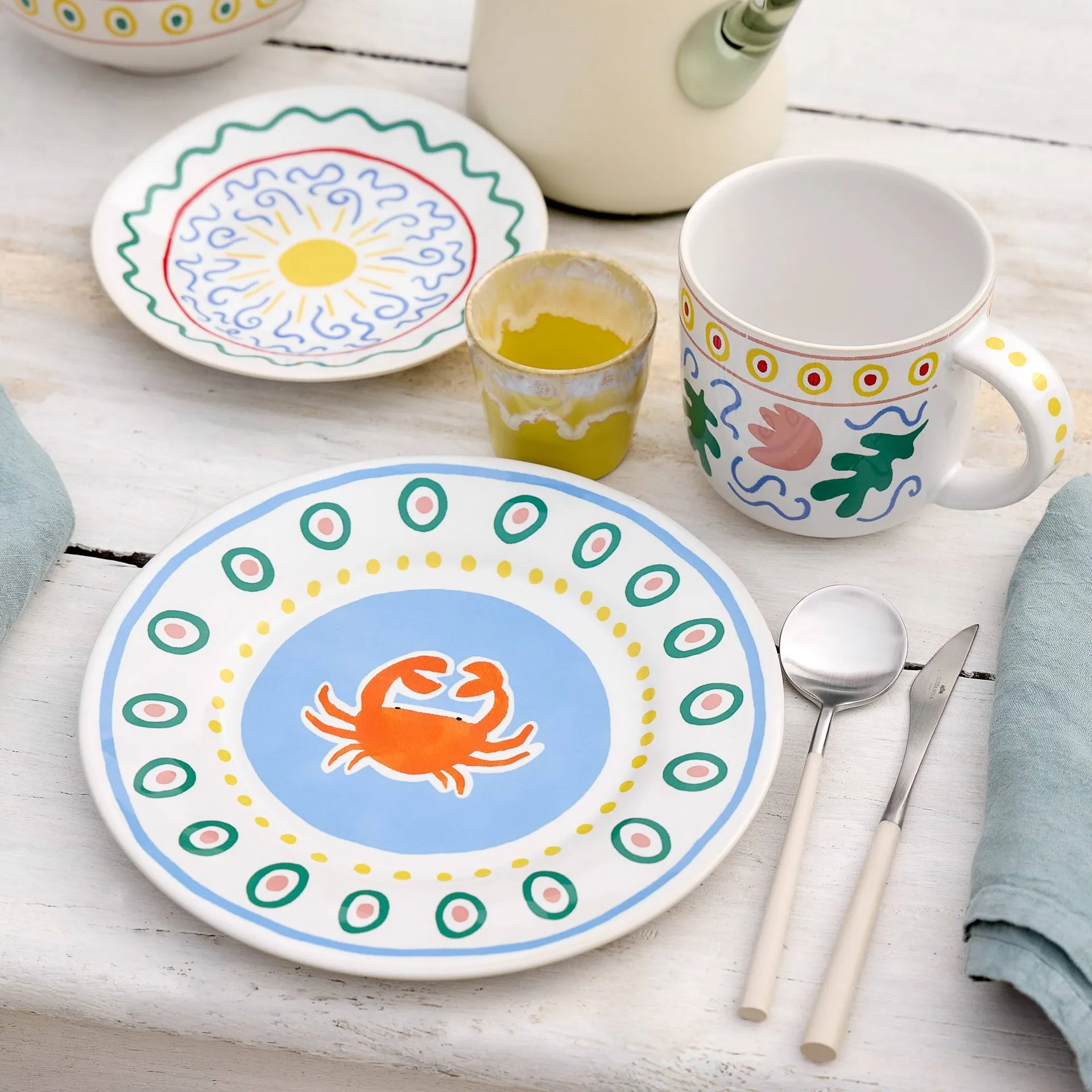 Summer Bliss陶瓷小餐盘, 螃蟹图案_直径22cm Costa Nova