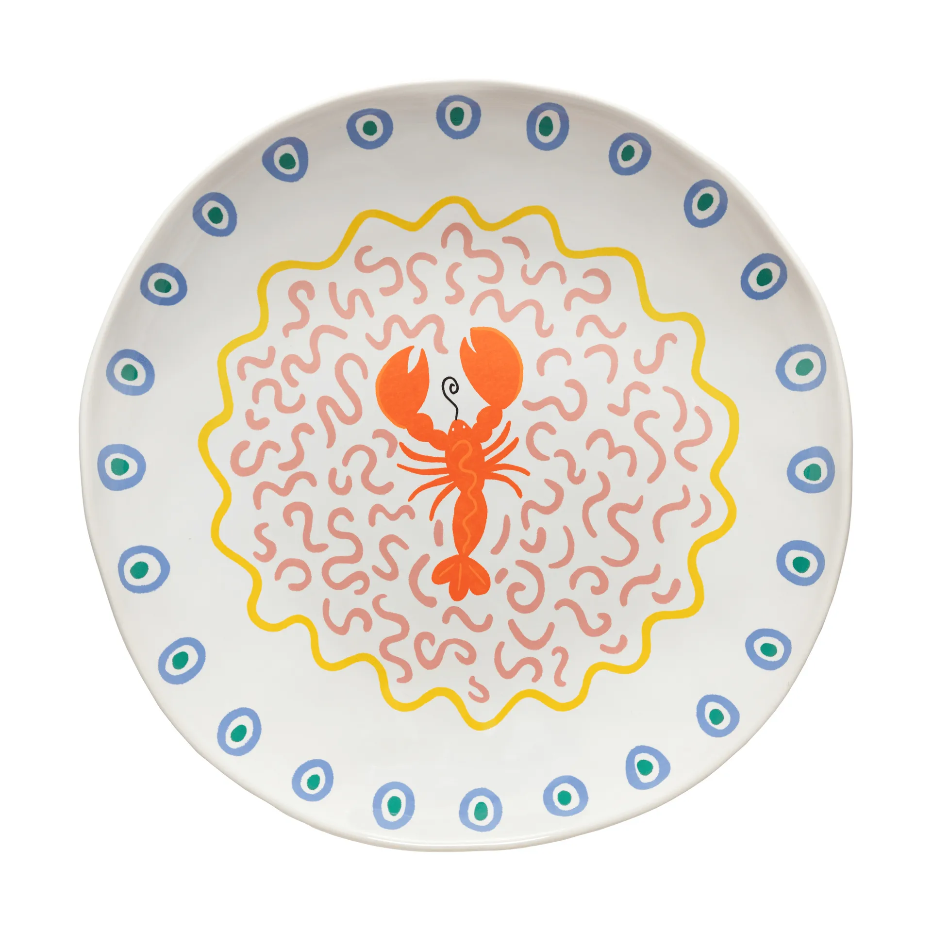Summer Bliss陶瓷分餐碗大碗, 龙虾图案_直径36cm Costa Nova