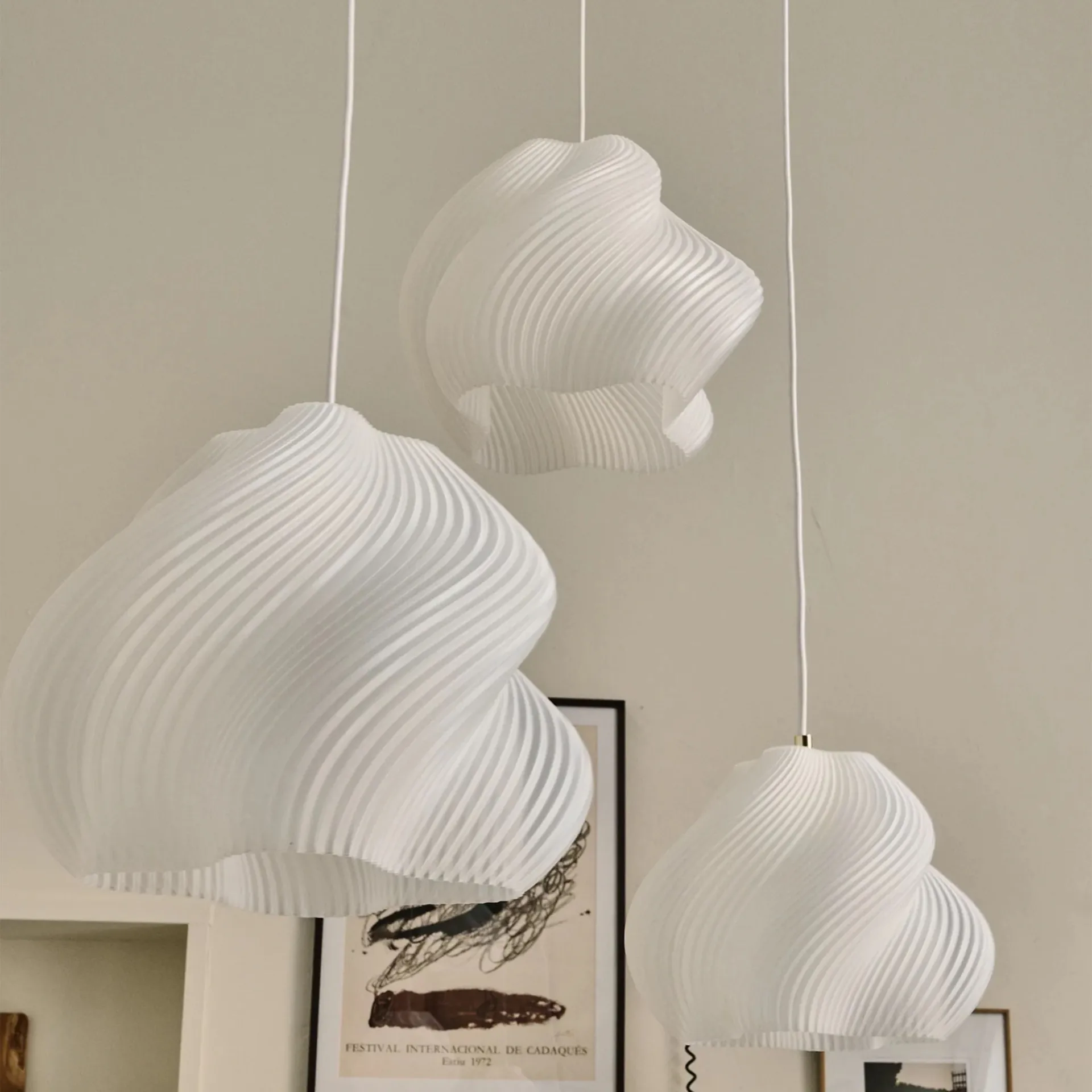 Soft Serve 吊灯, 白色_铬色_01款_20 cm Crème Atelier