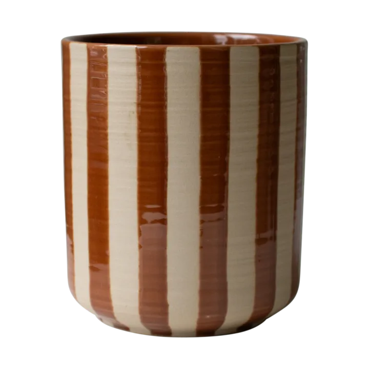 线形花盆 直径14x16cm - 牛轧糖色条纹 - DBKD