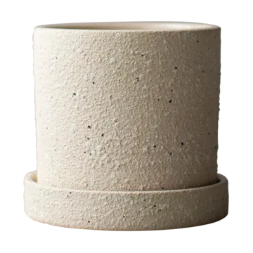 Grow 花盆Ø10cm 带托盘 - 奶油纹理款 - DBKD