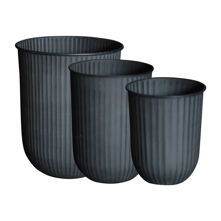Out 条纹花盆 3件装 - 黑色 - DBKD
