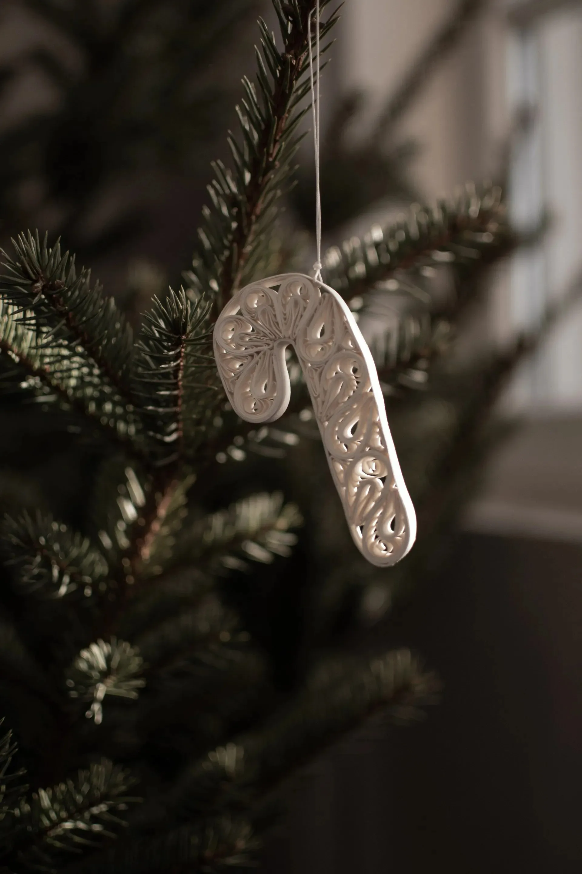 Paper candy cane hanging Christmas decorations, 白色 DBKD