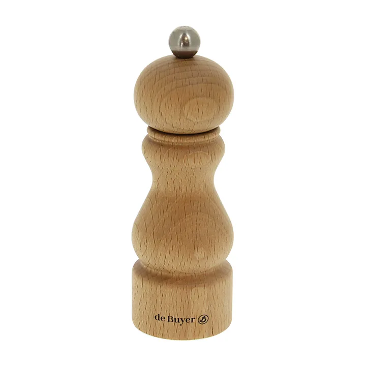 Rumba 陶瓷盐胡椒研磨器14cm - 浅色榉木 - De Buyer