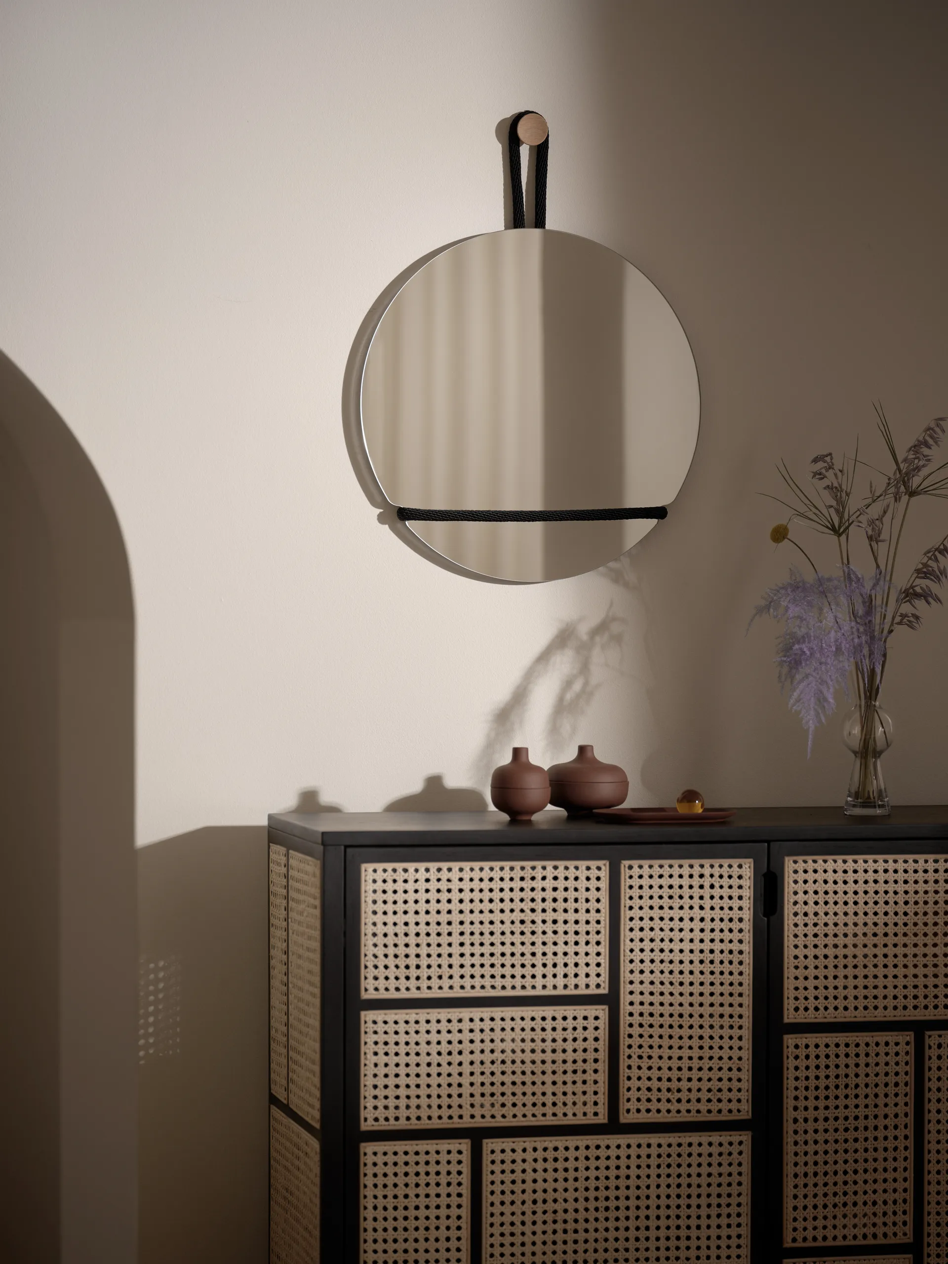 Lasso 圆形镜子, 透明_黑色 Design House Stockholm