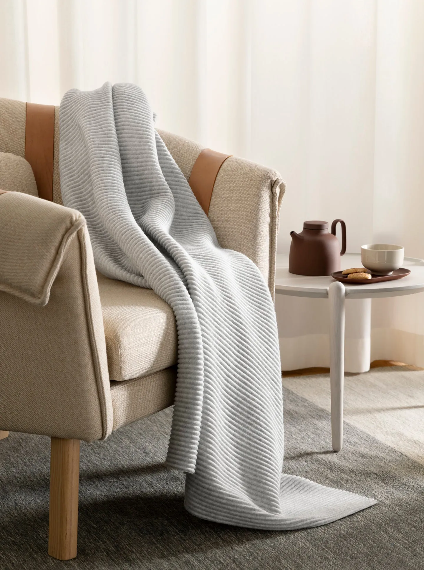 Pleece 毯子 140x160 cm, Light grey Design House Stockholm